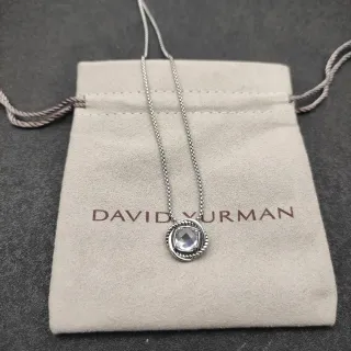 Collar de colgante con piedra de corte en almohada y bezel de David Yurman, estilo Rope-Twist
