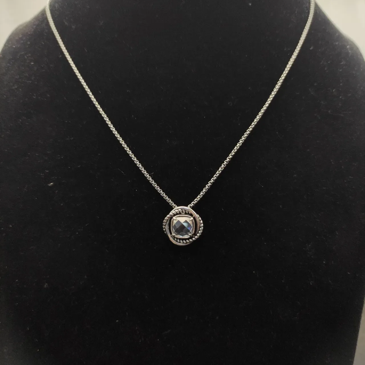 David Yurman Rope-Twist Bezel Cushion-Cut Stone Pendant Necklace 5