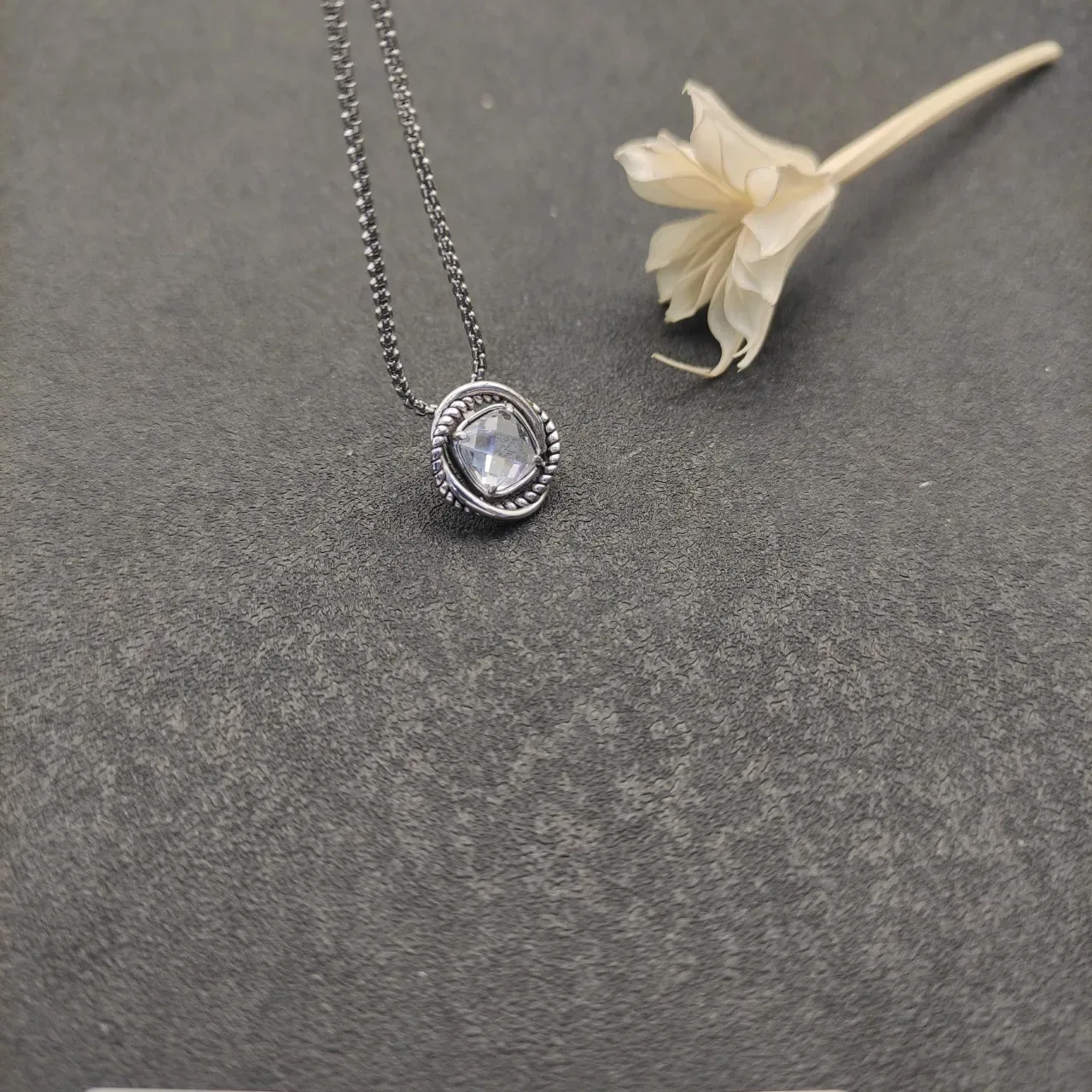 David Yurman Rope-Twist Bezel Cushion-Cut Stone Pendant Necklace 6