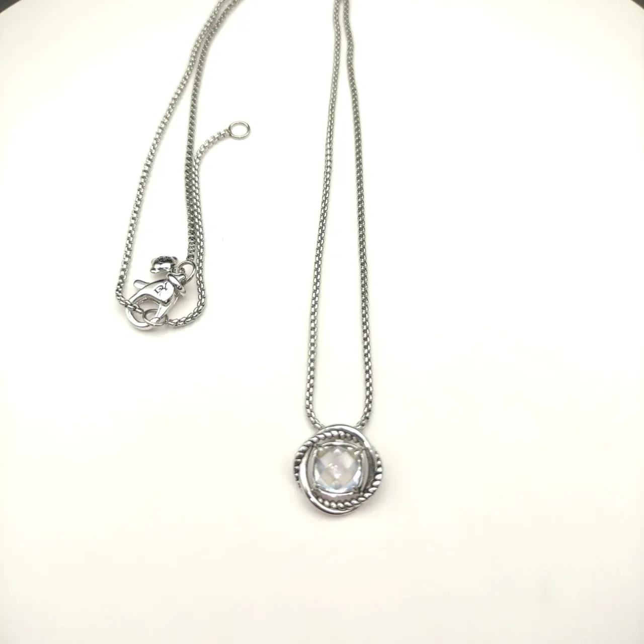 David Yurman Rope-Twist Bezel Cushion-Cut Stone Pendant Necklace 9