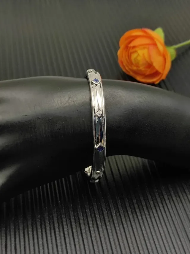 David Yurman Silver Blue Polished Geometric Lattice Cutout Bracelet 3