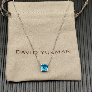 David Yurman قلادة حجر كريم أزرق مربعة