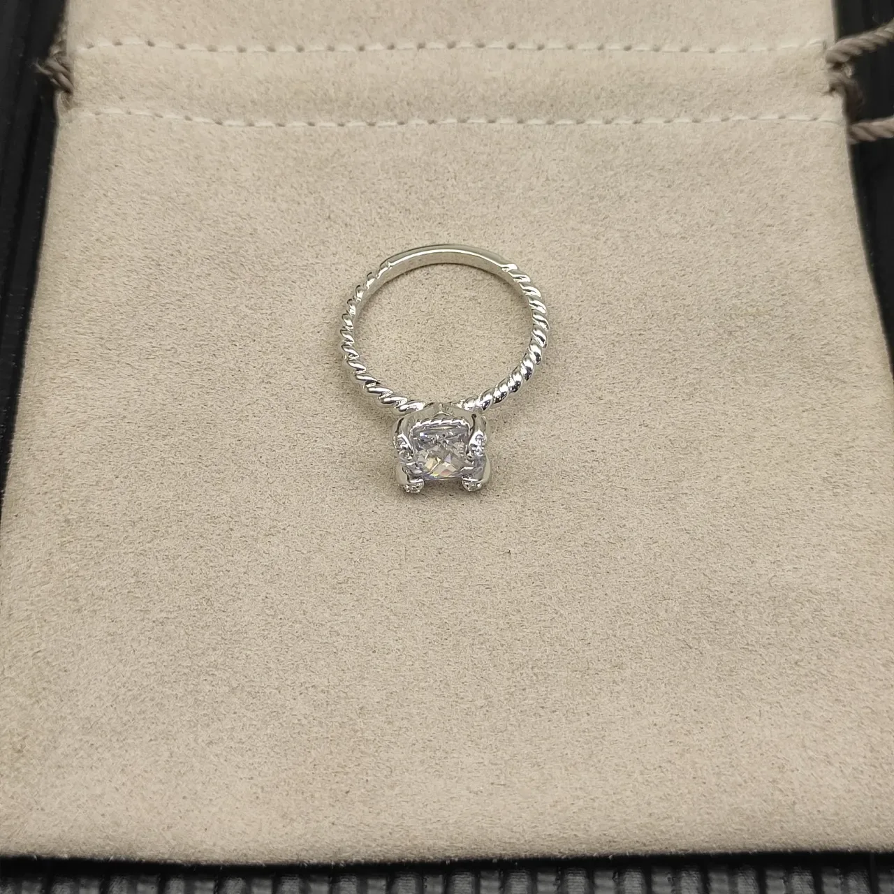 David Yurman Twisted Cable Cushion-Cut Stone Ring 9