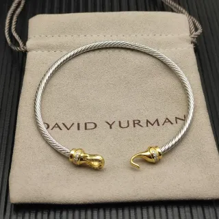 David Yurman كابل ملتف ثنائي اللون إبزيم مبطن بالماس سوار