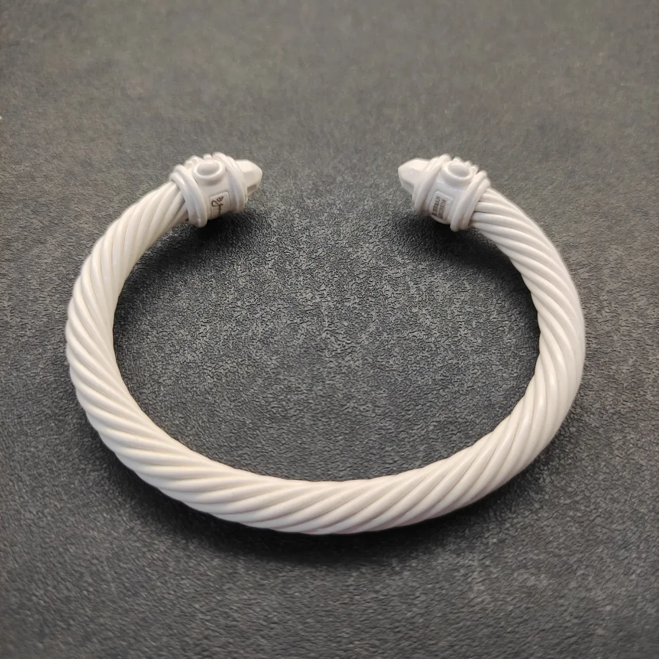 David Yurman White Twisted Cable Sculpted End Caps Bracelet 6