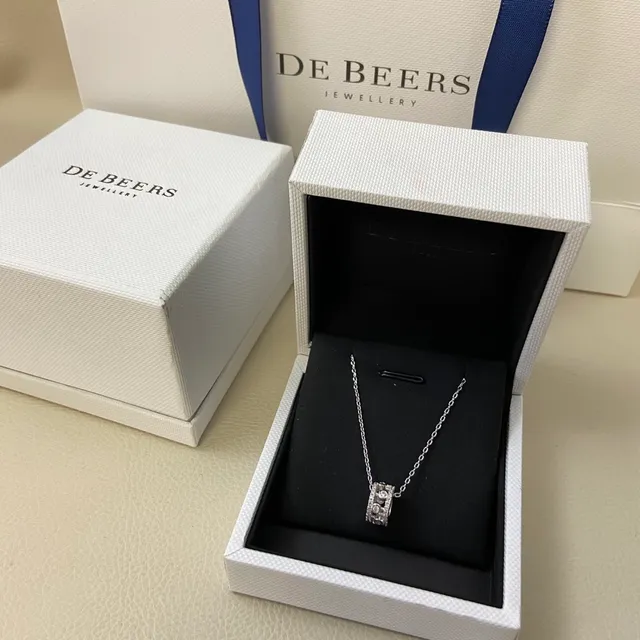 DE BEERS Diamond-Pavé Cylindrical Pendant Necklaces 5