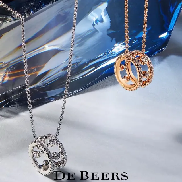 DE BEERS Diamond-Pavé Cylindrical Pendant Necklaces 6