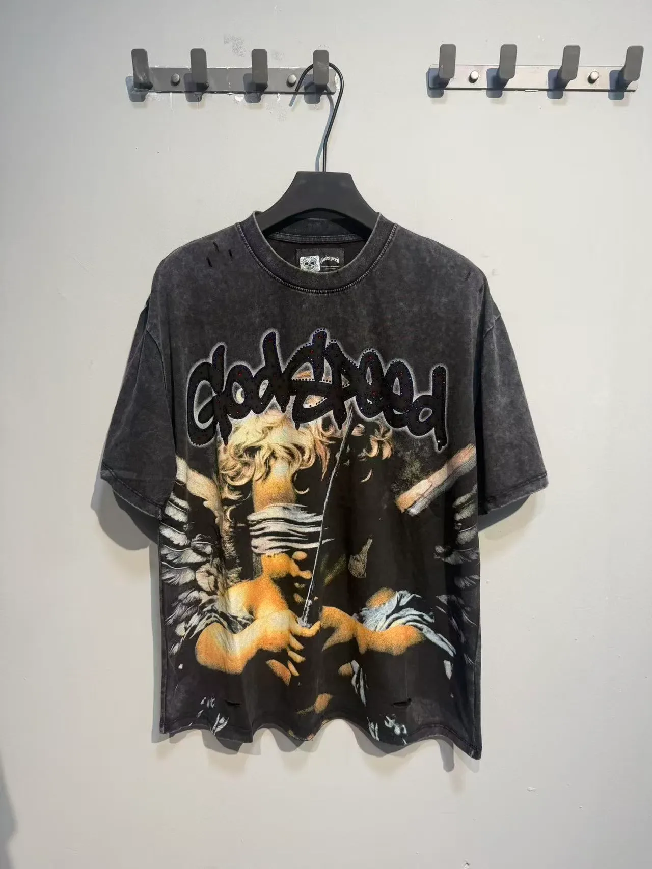 Distressed Acid-Wash Oversized Graphic Print T-Shirt 2