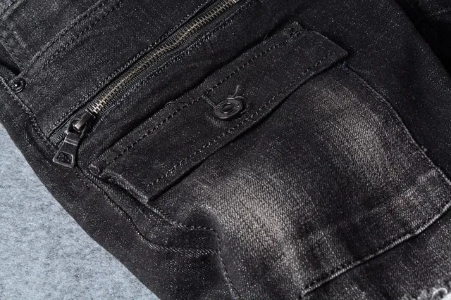 Jeans Cargo-Pocket Noir Déstructuré Slim-Fit 7