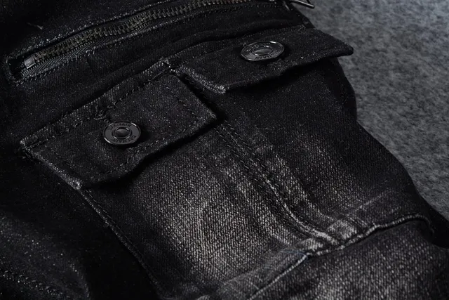 Jeans Cargo-Pocket Noir Déstructuré Slim-Fit 11