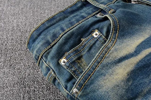 Distressed Ripped Faded Slim-Fit Blue Jeans 5
