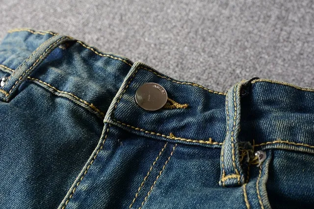 Distressed Ripped Faded Slim-Fit Blue Jeans 9