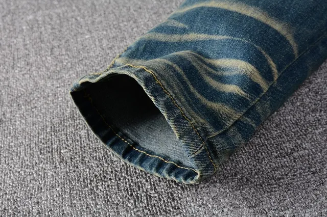 Distressed Ripped Faded Slim-Fit Blue Jeans 14
