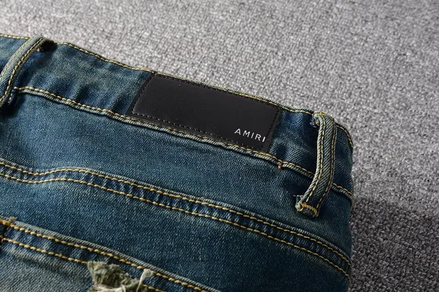 Distressed Ripped Faded Slim-Fit Blue Jeans 15