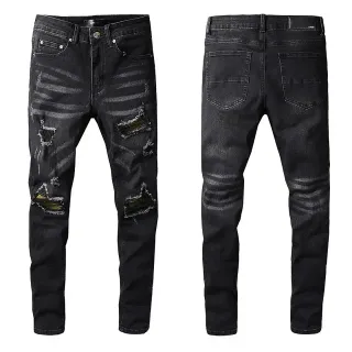 Distressed Slim-Fit Black Denim Jeans
