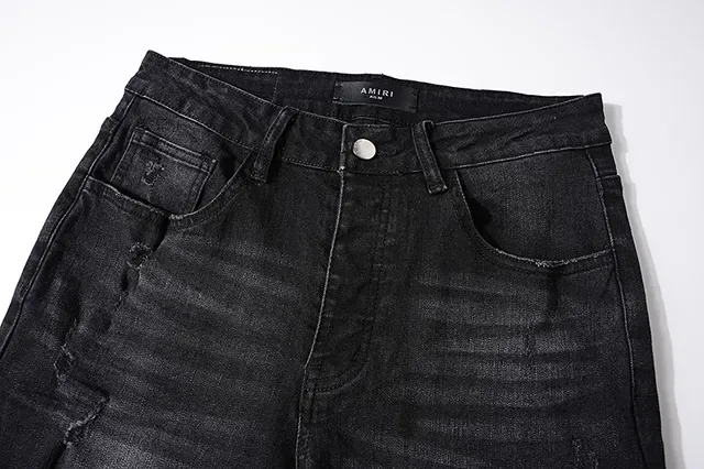 Distressed Slim-Fit Black Ripped Jeans 4