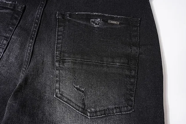 Distressed Slim-Fit Black Ripped Jeans 9