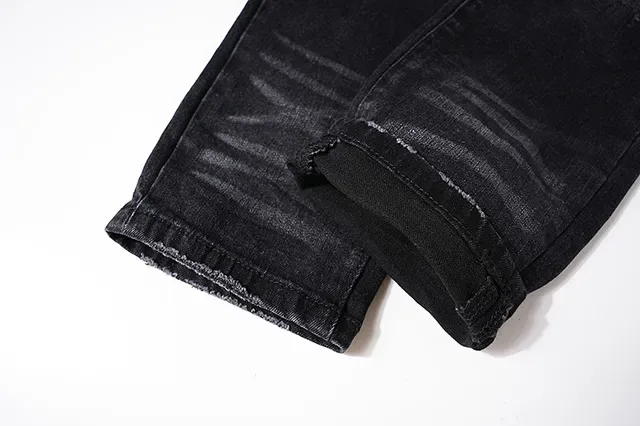 Distressed Slim-Fit Black Ripped Jeans 11