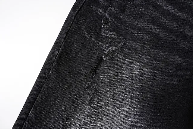 Distressed Slim-Fit Black Ripped Jeans 13