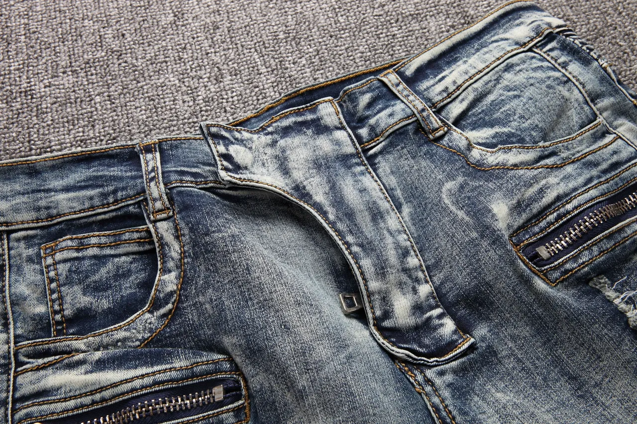 Distressed Zip-Pocket Moto-Panelled Denim Shorts 17