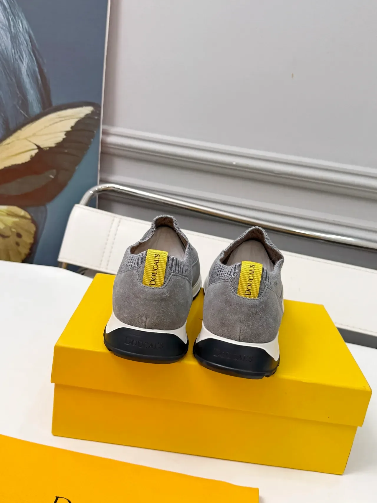 Doucal's Gray Suede-Mesh Slip-On Lifestyle Sneakers 3