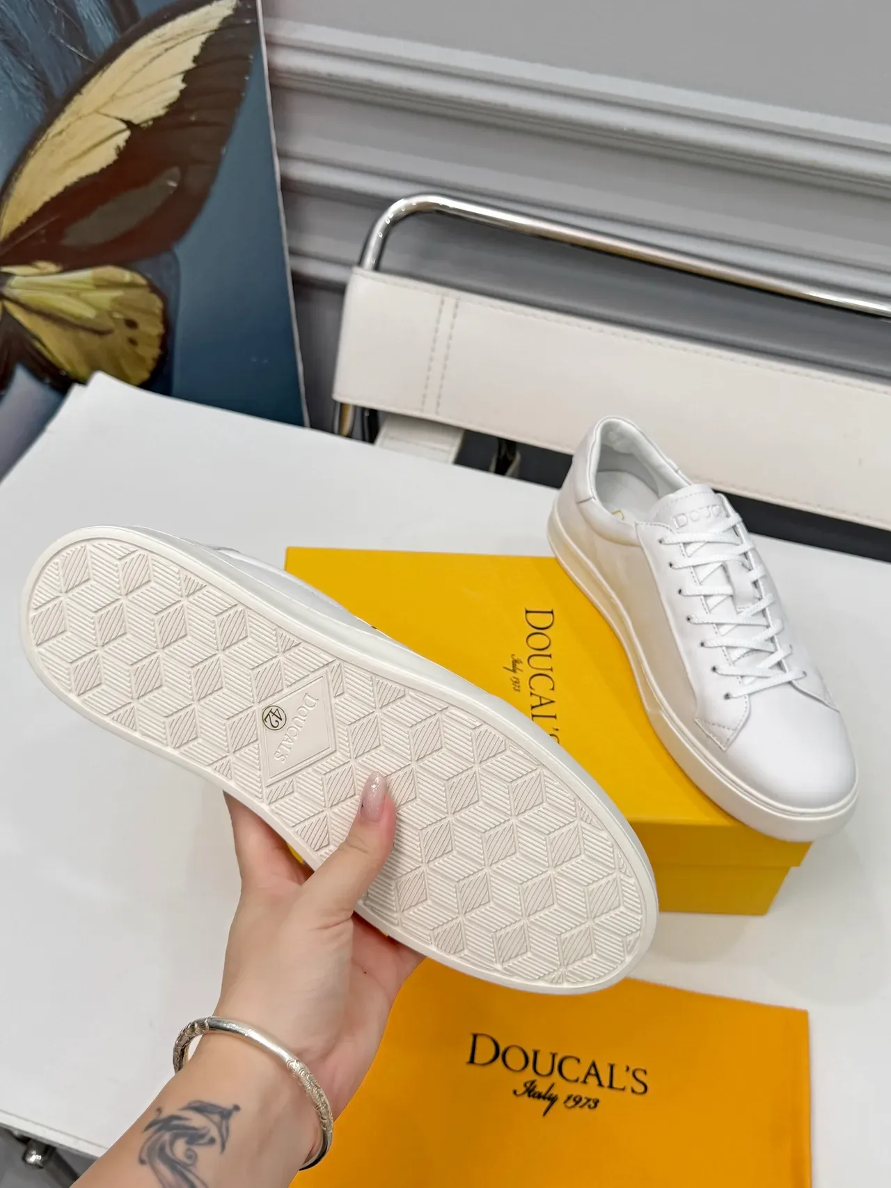Doucal's White Smooth Leather Lifestyle Sneakers 2