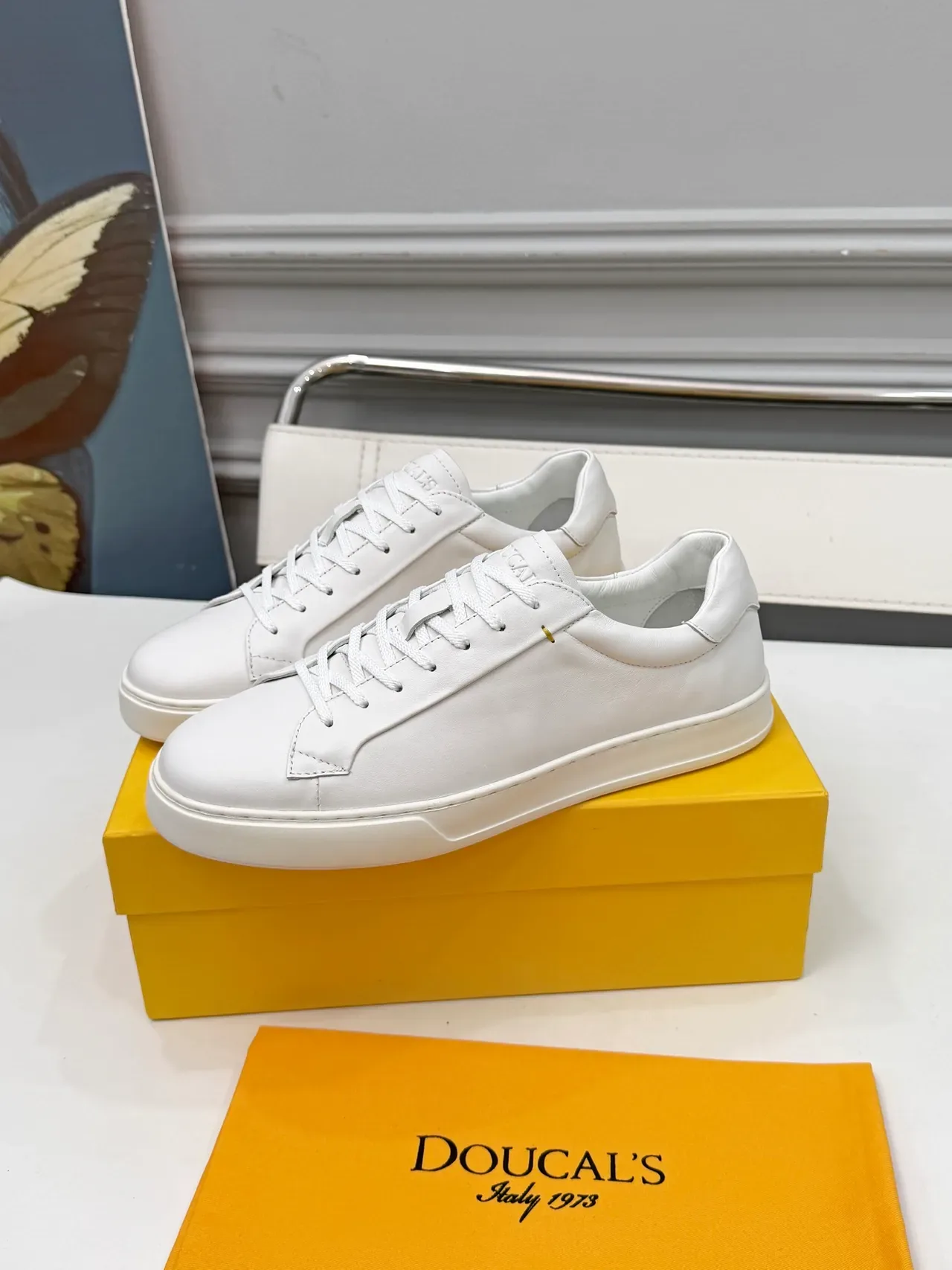 Doucal's White Smooth Leather Lifestyle Sneakers 4