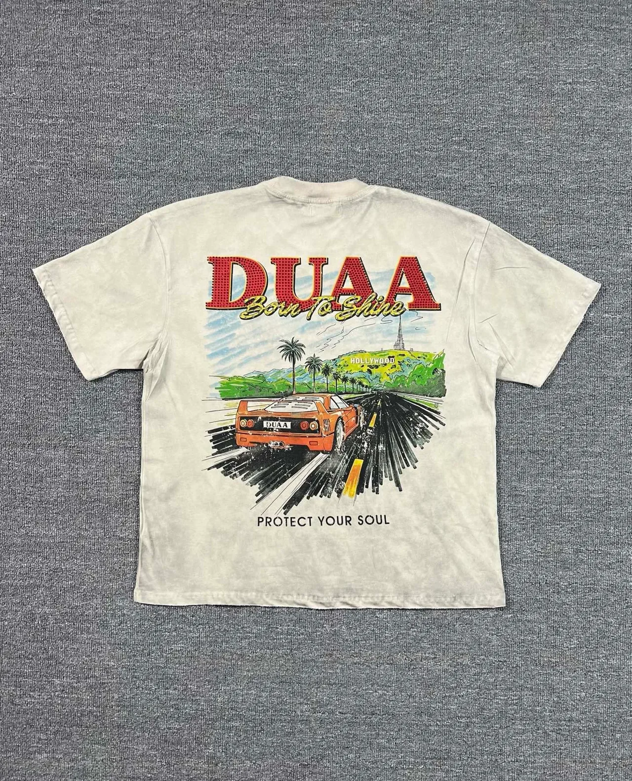 DUAA Born To Shine Graphic Print Distressed Wash T-Shirt 5