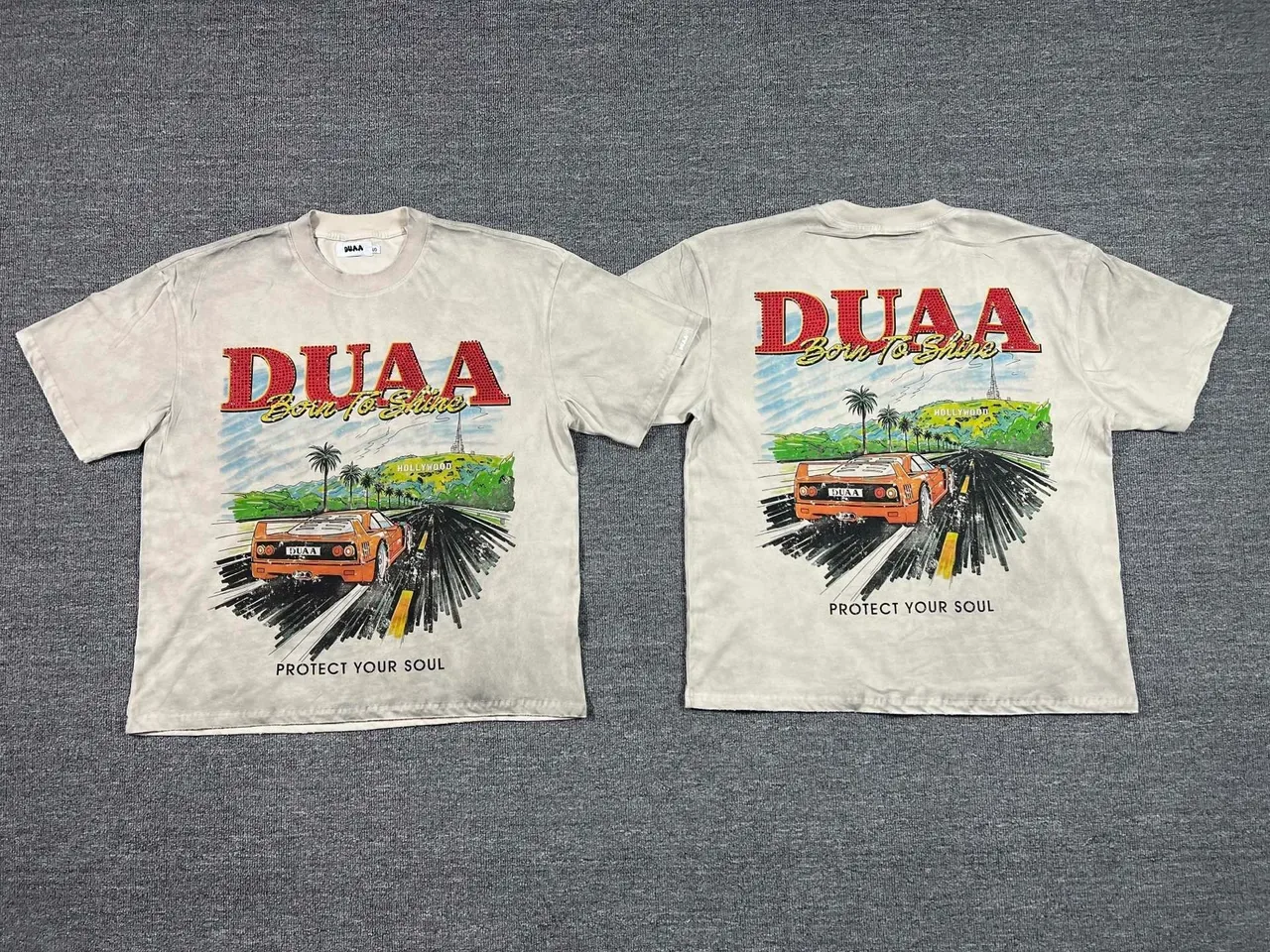 DUAA Born To Shine Graphic Print Distressed Wash T-Shirt 7