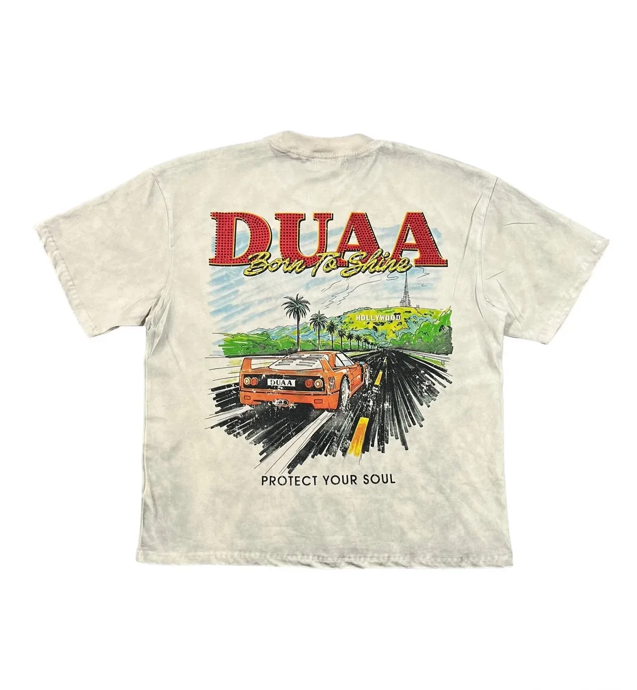 DUAA Born To Shine Graphic Print Distressed Wash T-Shirt 8