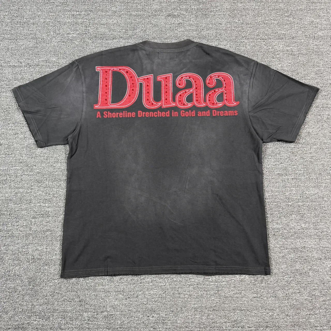 DUAA Graphic-Print Washed Black Oversized Double-Sided T-Shirt 3