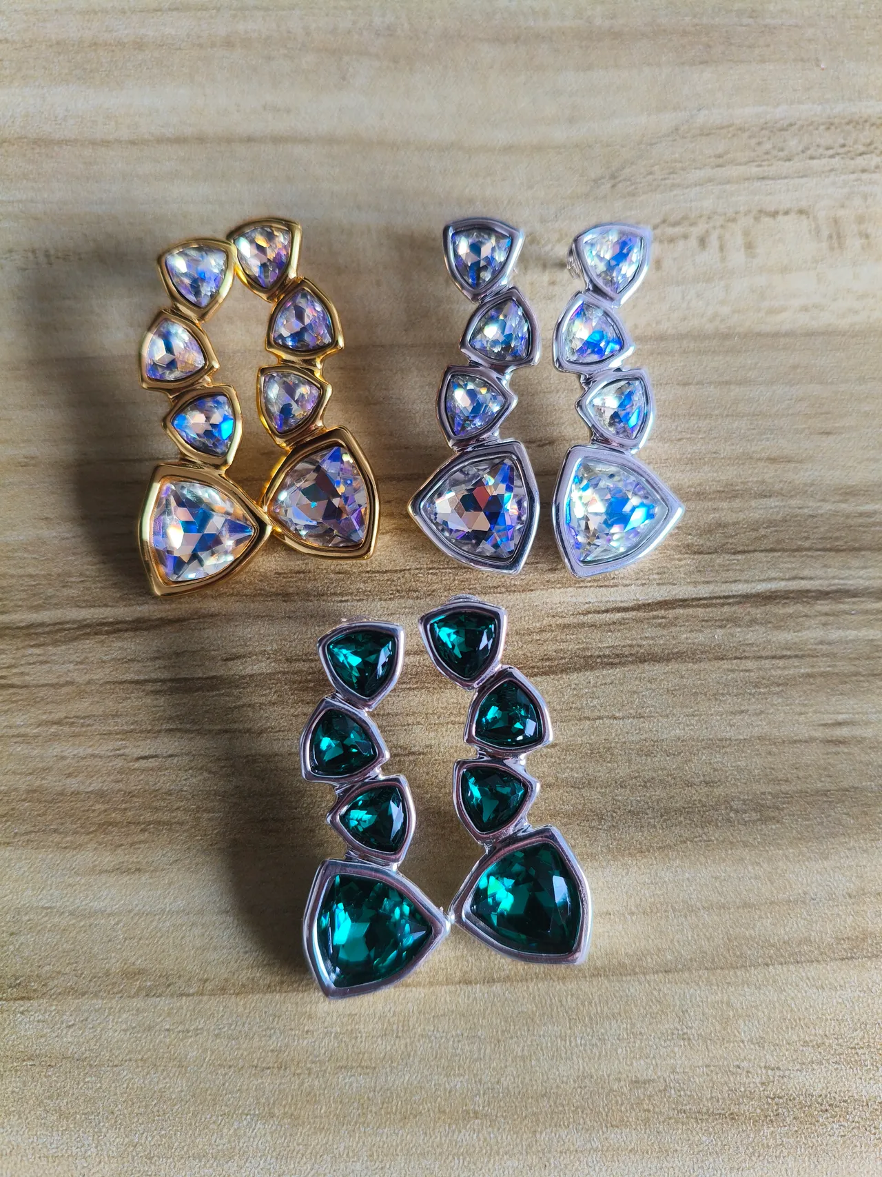 Dual-Stone Faceted Oval and Round Stud Earrings 8