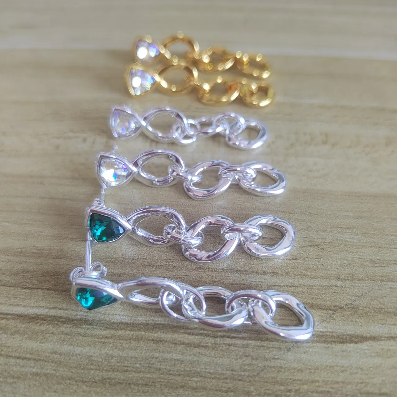 Dual-Stone Faceted Oval and Round Stud Earrings 12