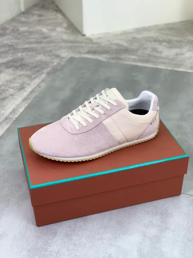 Dusty Pink and Cream Suede Lifestyle Sneaker 4