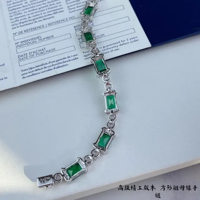Emerald Green Rectangular Stone Link Bracelet 5