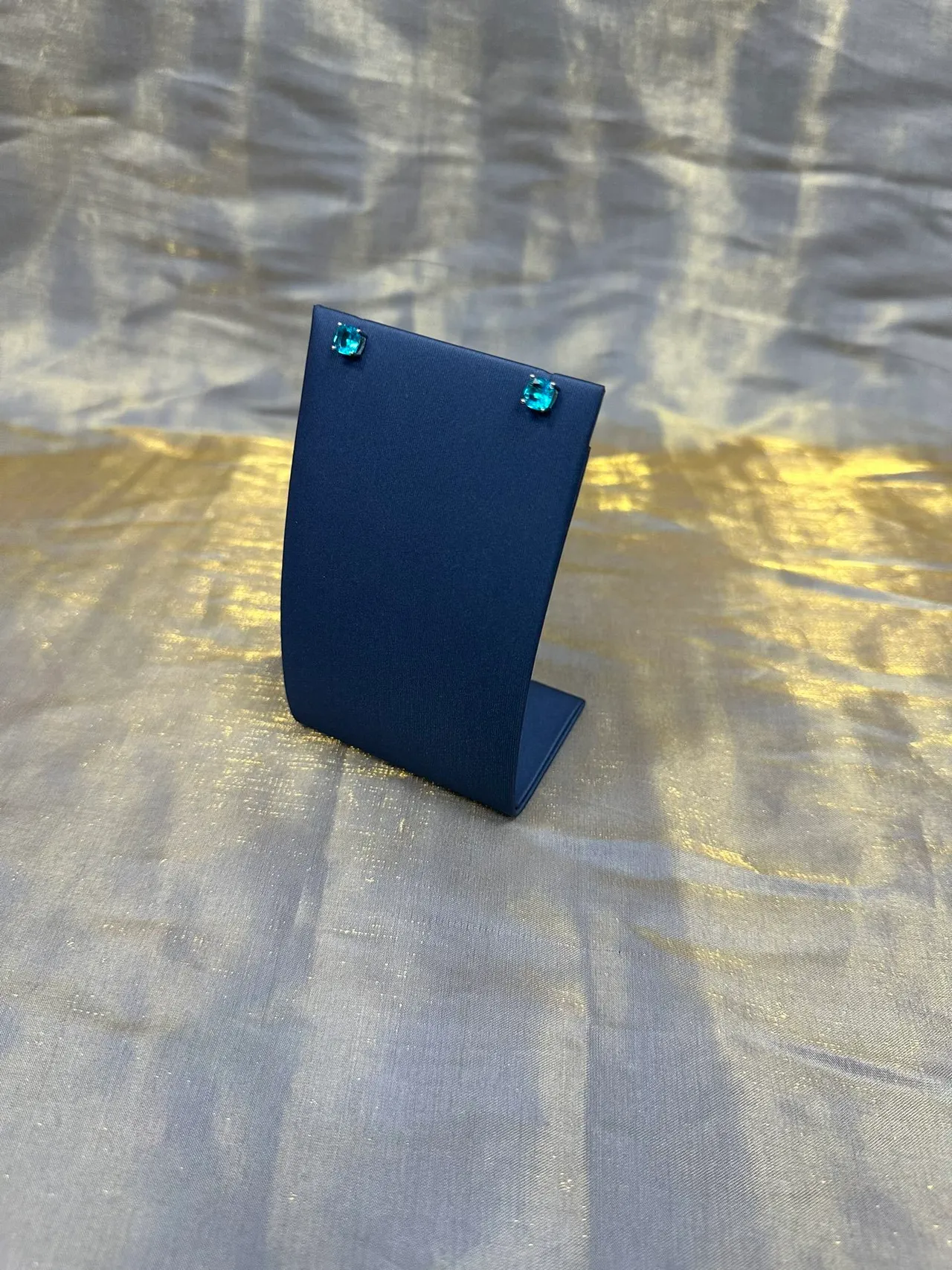 Faceted Cyan Blue Gemstone Stud Earrings 9