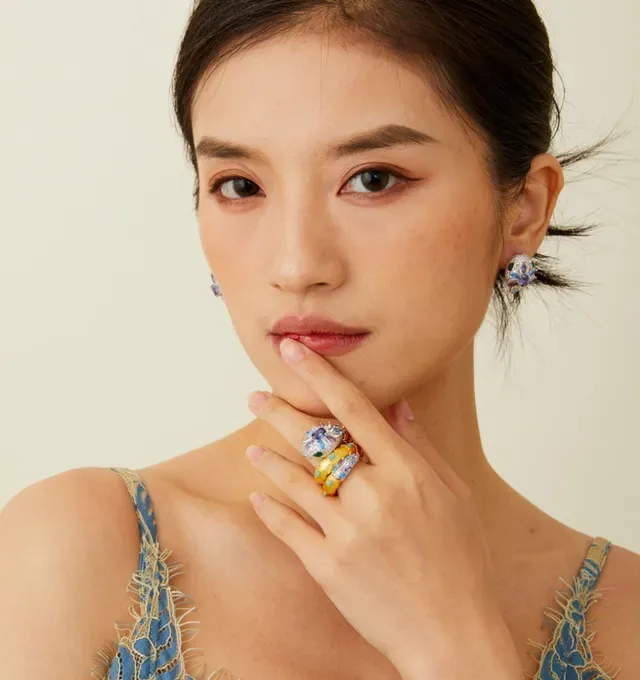 Floral Cluster and Serpentine Coiled Multi-Gemstone Ring 5