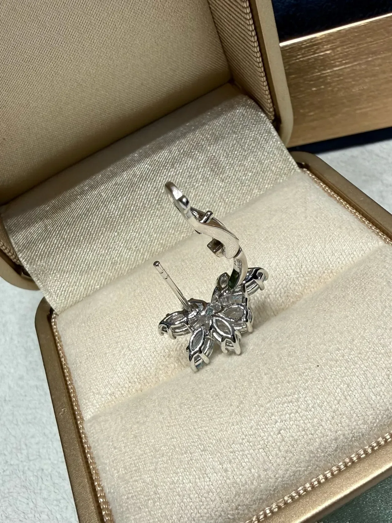 Floral Cluster Marquise-Cut Blue and Clear Stone Stud Earrings 5