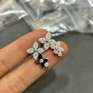 Floral Pavé Crystal and Enamel Stud Earrings