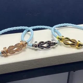 Fred Force 10 Pulseira de couro trançada azul claro
