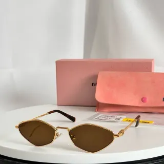 Geometric Hexagonal Gold Frame Brown Gradient Sunglasses