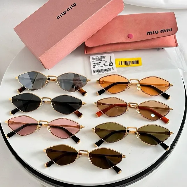 Geometric Hexagonal Gold Frame Brown Gradient Sunglasses 2