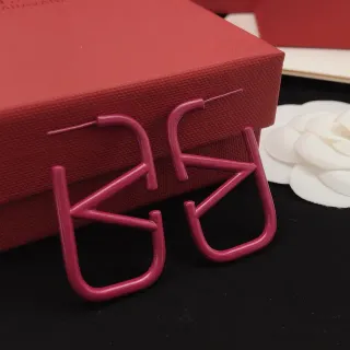 Geometric Matte Pink Open-Frame Hoop Earrings