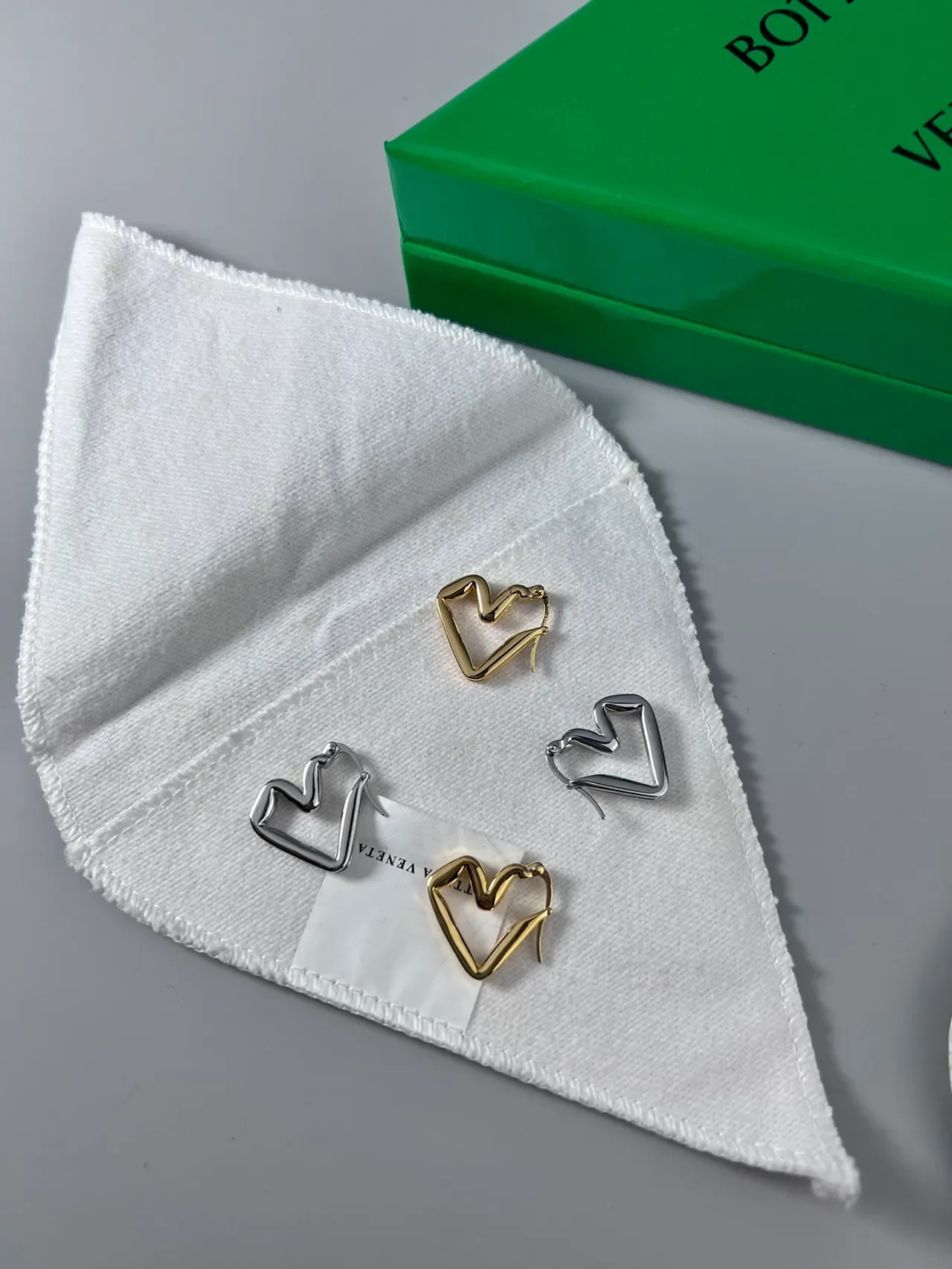 Gold and Silver Heart-Shaped Open Hoop Earrings 3