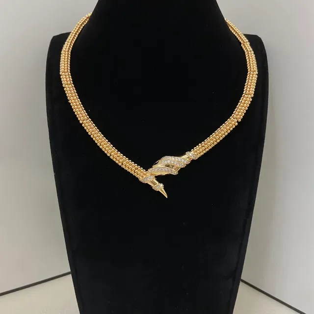 Gold and Silver Snake-Head Pendant Beaded Chain Necklaces 5