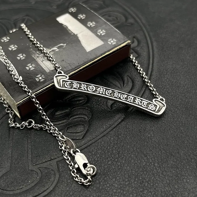 Gold and Silver Tone Engraved Bar Pendant Necklaces 6