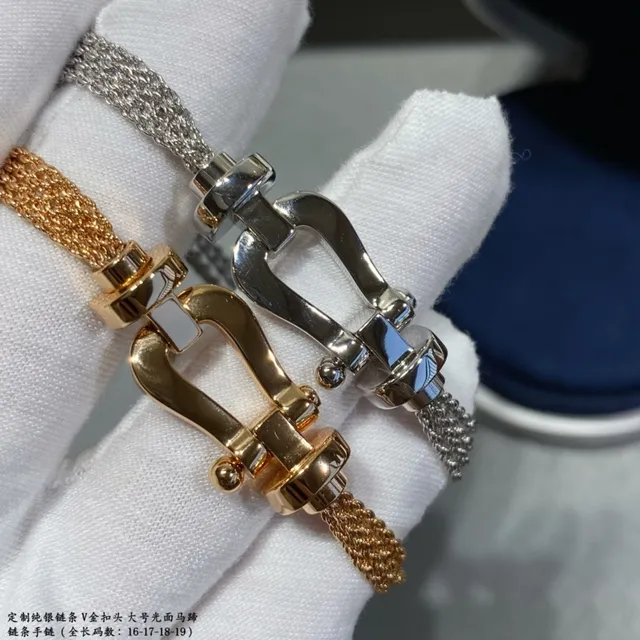 Gold and Silver Tone Mesh Chain Shackle Clasp Bracelets 3