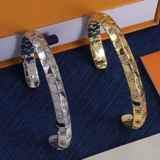 Gold and Silver Tone Segmented Pave-Set Rigid Cuff Bracelets 6