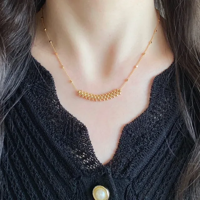 Gold and Silver Tone Spiked Bar Pendant Necklaces 9
