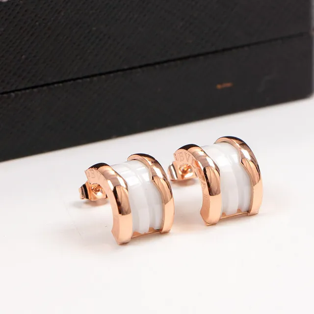 Gold Black C-Shaped Hoop Ceramic Inlay Earrings 4